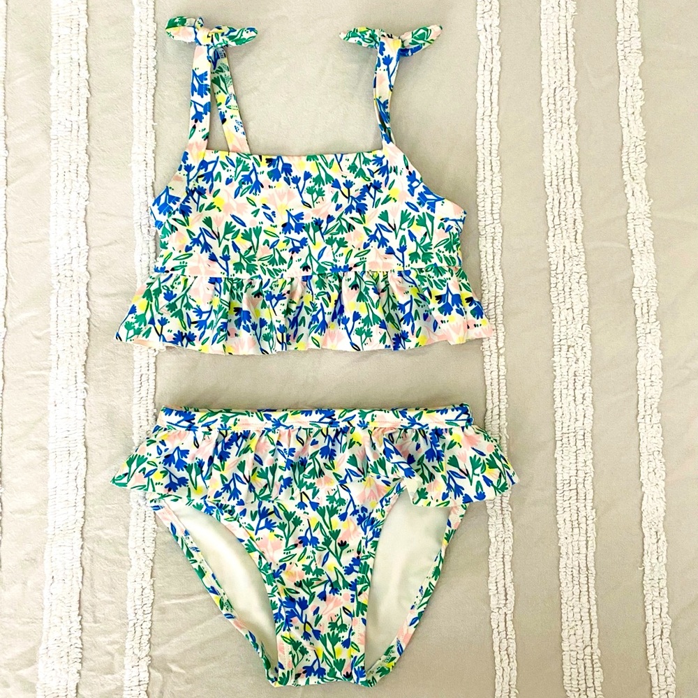 Harper Canyon Ruffle trim tankini swim suit spring floral - 3T